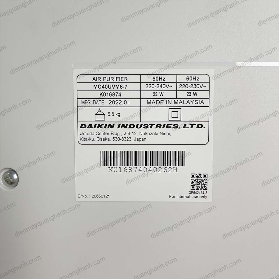 Ảnh thực tế Máy lọc không khí Daikin MC40UVM6-7