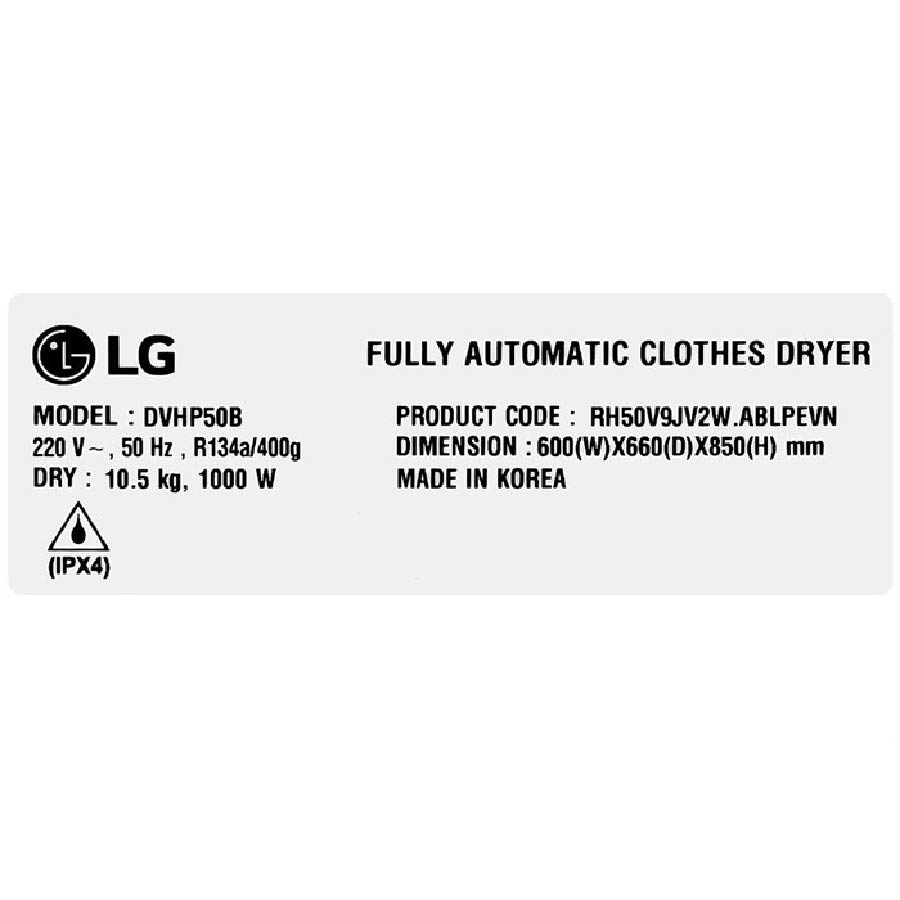 Máy sấy bơm nhiệt LG 10.5 KG DVHP50B