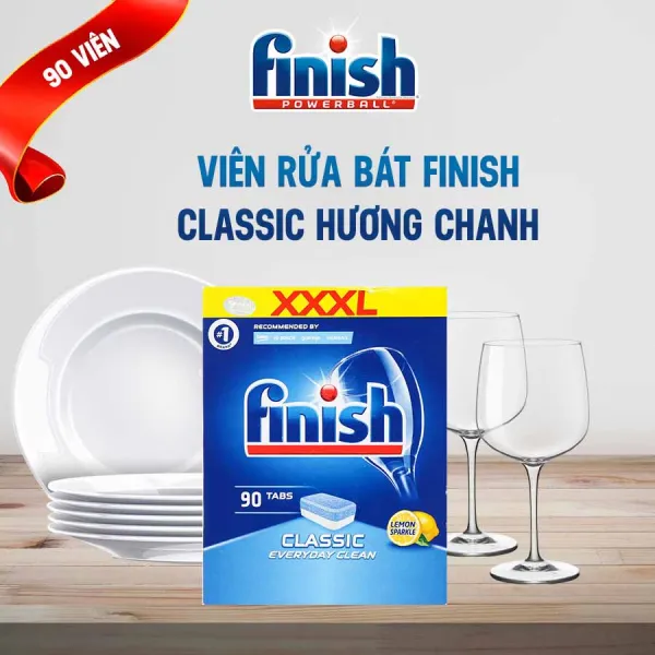 Viên rửa bát Finish Classic 90 viên hương chanh