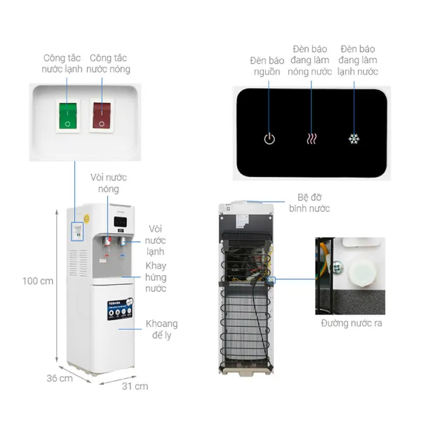 Cây nước nóng lạnh Toshiba RWF-W1664TV (W)