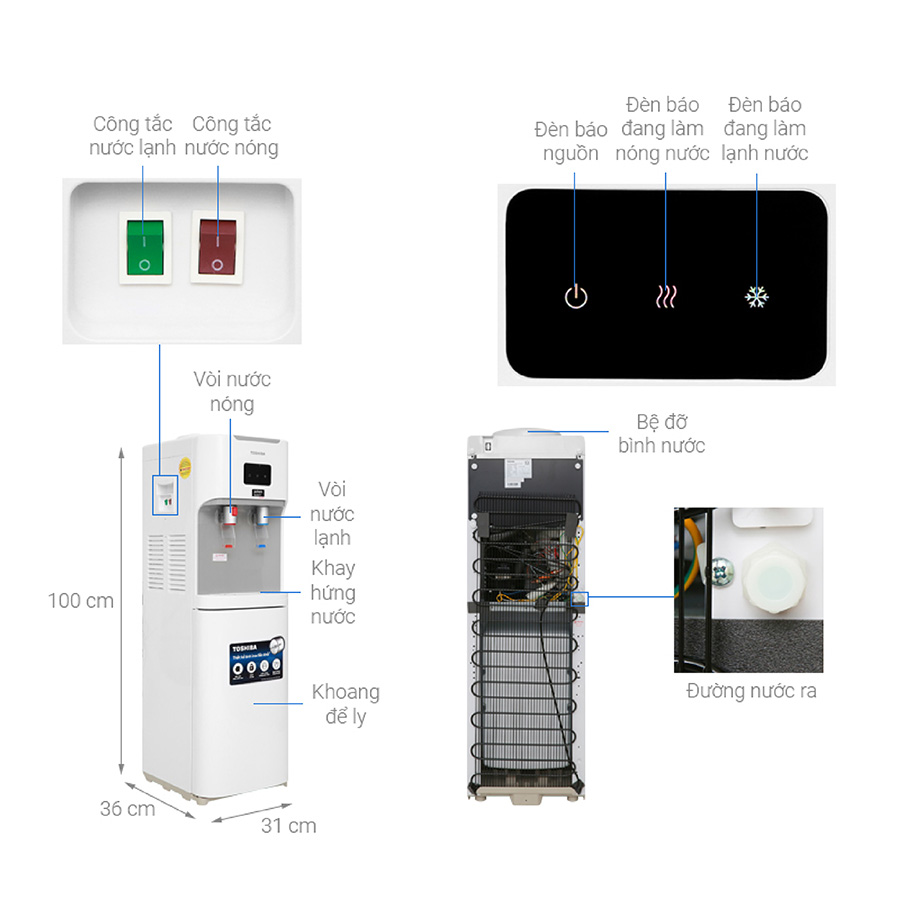 Cây nước nóng lạnh Toshiba RWF-W1664TV (W)