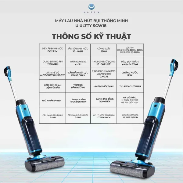 Máy lau nhà hút bụi thông minh U Ultty SCW18