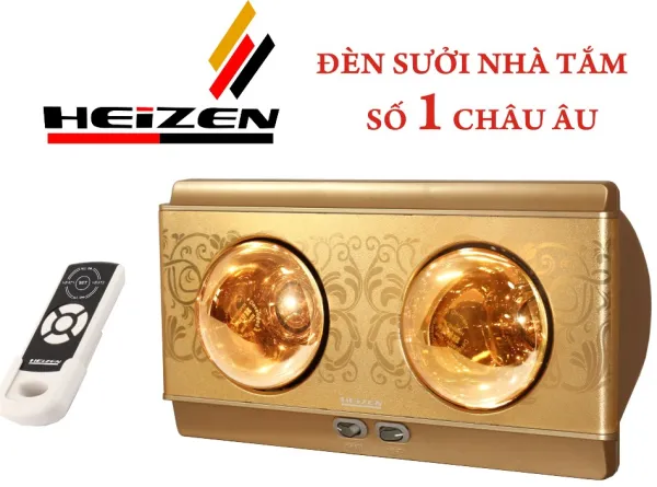 Đèn sưởi nhà tắm Heizen HE- 2BR 2 bóng có điều khiển từ xa