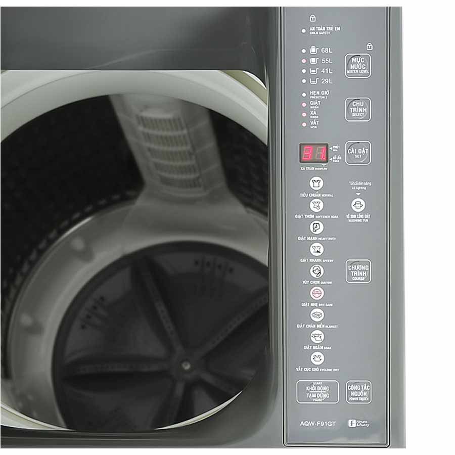 Máy giặt Aqua cửa trên 9 Kg AQW-F91GT S