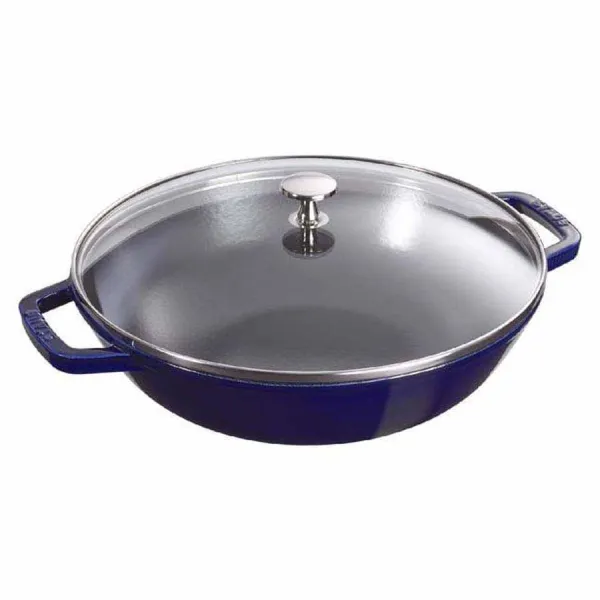 Chảo gang Staub Wok màu xanh đen 29cm – 4.25L