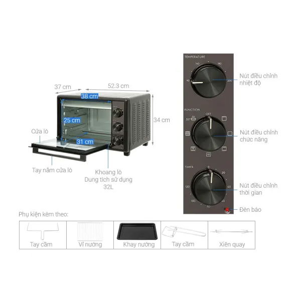 Lò nướng Electrolux EOT3218XG 32 lít