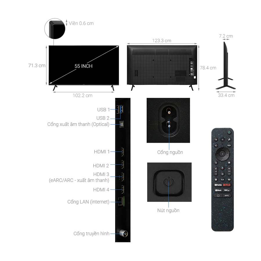 Google Tivi Sony 4K 55 inch K-55S30