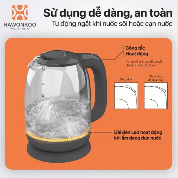 Ấm siêu tốc Hawonkoo KEH-170-GR