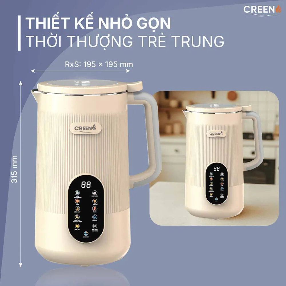 Máy làm sữa hạt Creen CR-1000 Pro thiết kế thời thượng nhỏ gọn