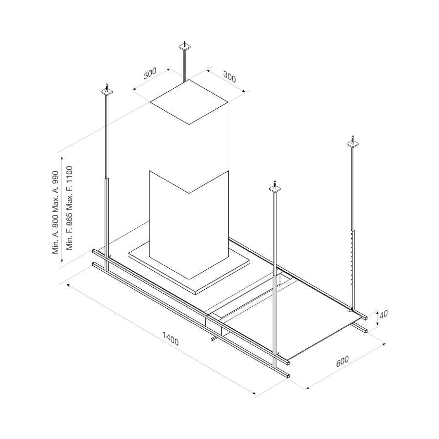 Máy hút mùi đảo Malloca INDUST K140B