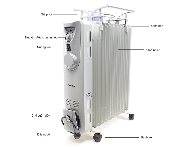 Máy sưởi dầu Tiross 11 thanh TS924