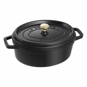 Nồi gang oval Staub màu đen 27cm – 3.2L