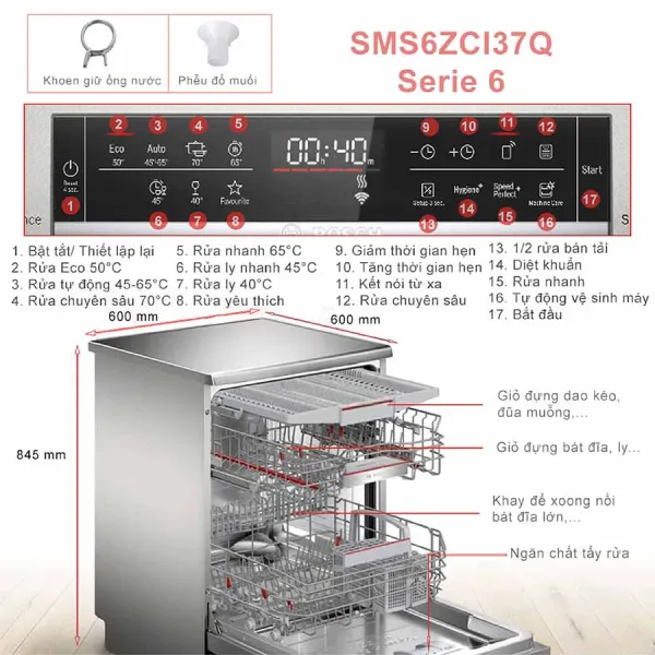 Máy rửa bát Bosch SMS6ZCI37Q