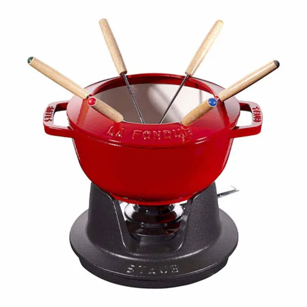 Bộ nồi ăn lẩu Staub fondue màu đỏ cherry 20cm