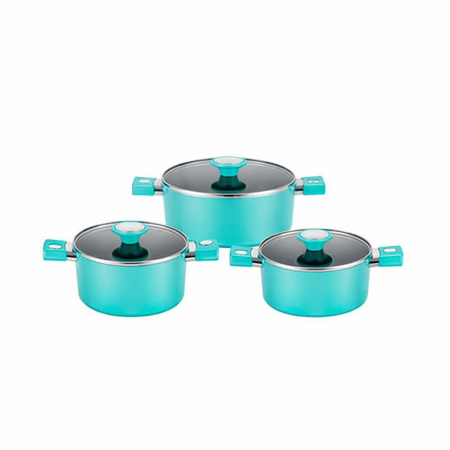 Bộ nồi chống dính vân đá ánh kim Elmich EL 5112BL size 18,20,24cm - toàn cảnh sản phẩm