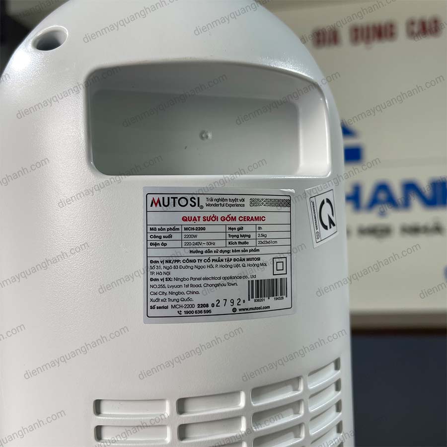 Ảnh thực tế Máy sưởi gốm Ceramic Mutosi MCH-2200