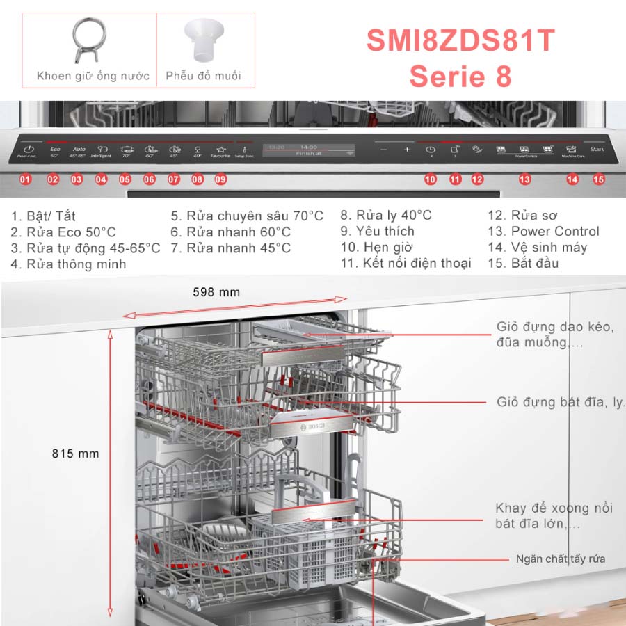 Máy rửa chén bán âm Bosch SMI8ZDS81T