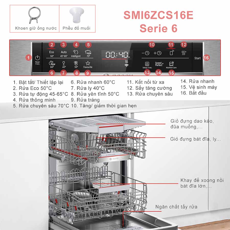 Máy rửa chén bán âm Bosch SMI6ZCS16E