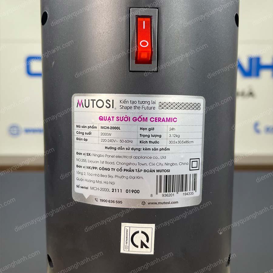 Ảnh thực tế Máy sưởi gốm Ceramic Mutosi MCH-2000L