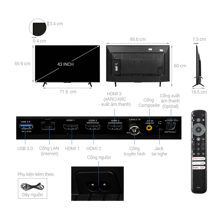 Google Tivi TCL AI 4K 43 inch 43P79B