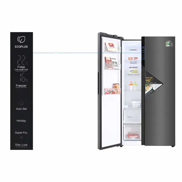 Tủ lạnh Aqua Inverter 541 lít Side By Side AQR-S541XA(BL)