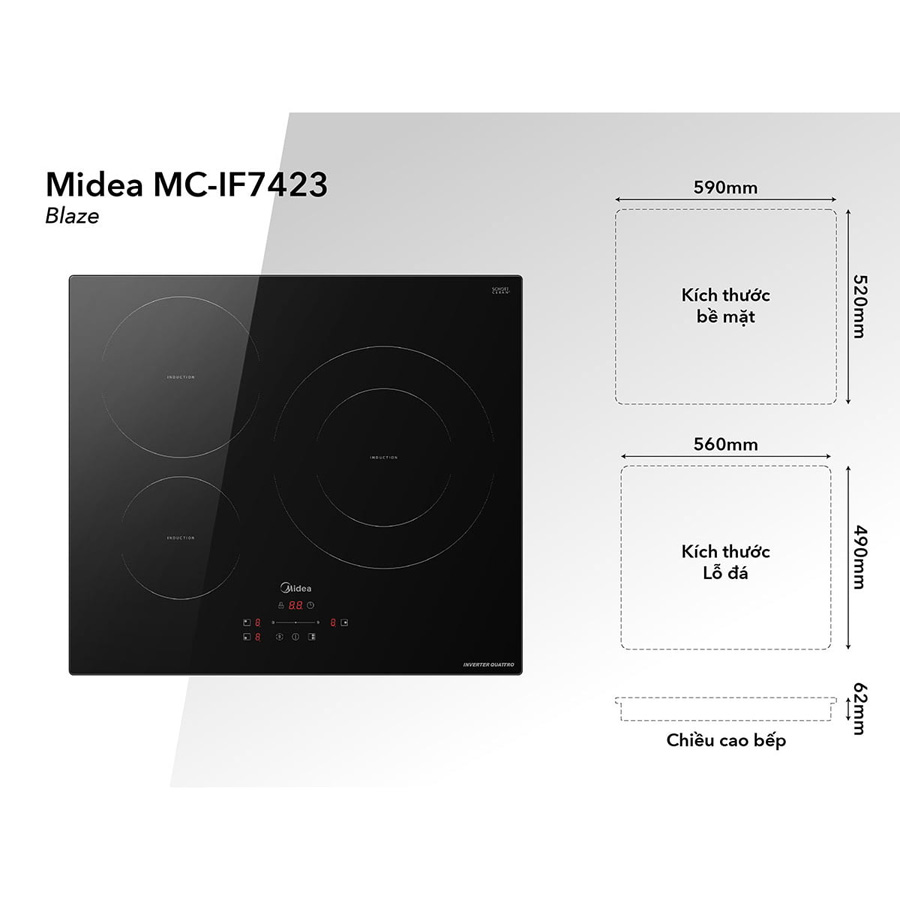 Bếp từ 3 vùng nấu Midea MC-IT7423