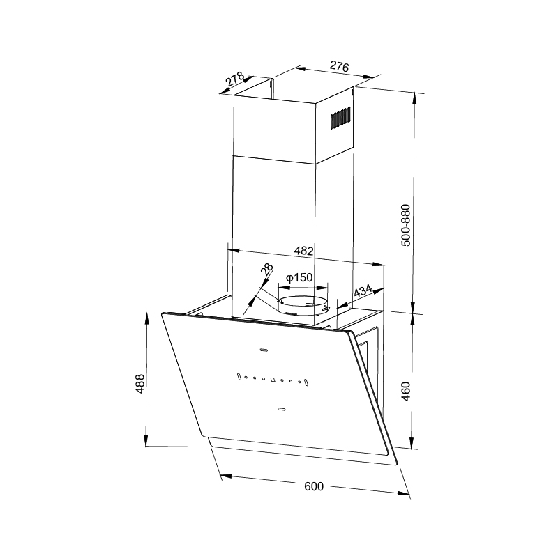 Máy hút mùi áp tường Malloca MC 60GTC