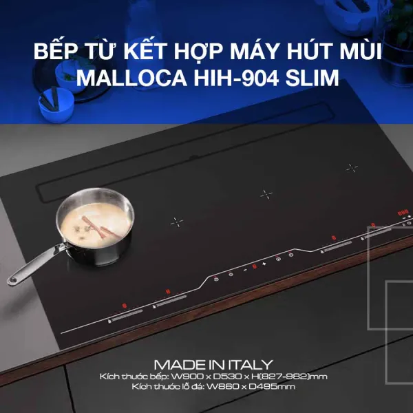 Bếp Từ Kết Hợp Máy Hút Mùi Malloca HIH-904 SLIM