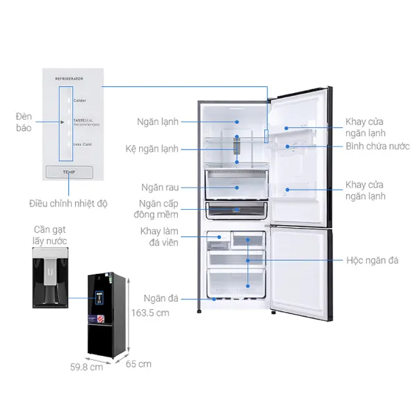 Tủ lạnh Electrolux Inverter 308 lít EBB3442K-H