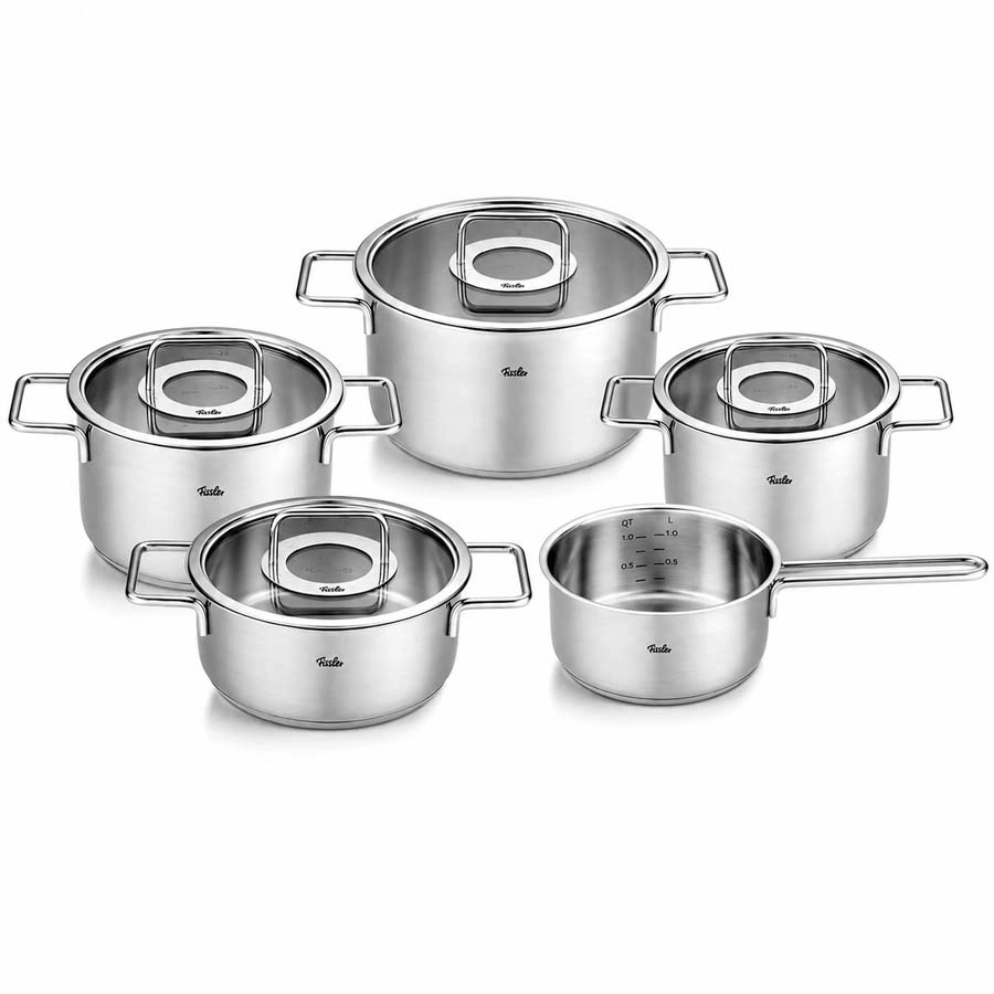 Bộ nồi FISSLER Pure Collection 5 món vung kính kèm quánh - toàn cảnh sản phẩm