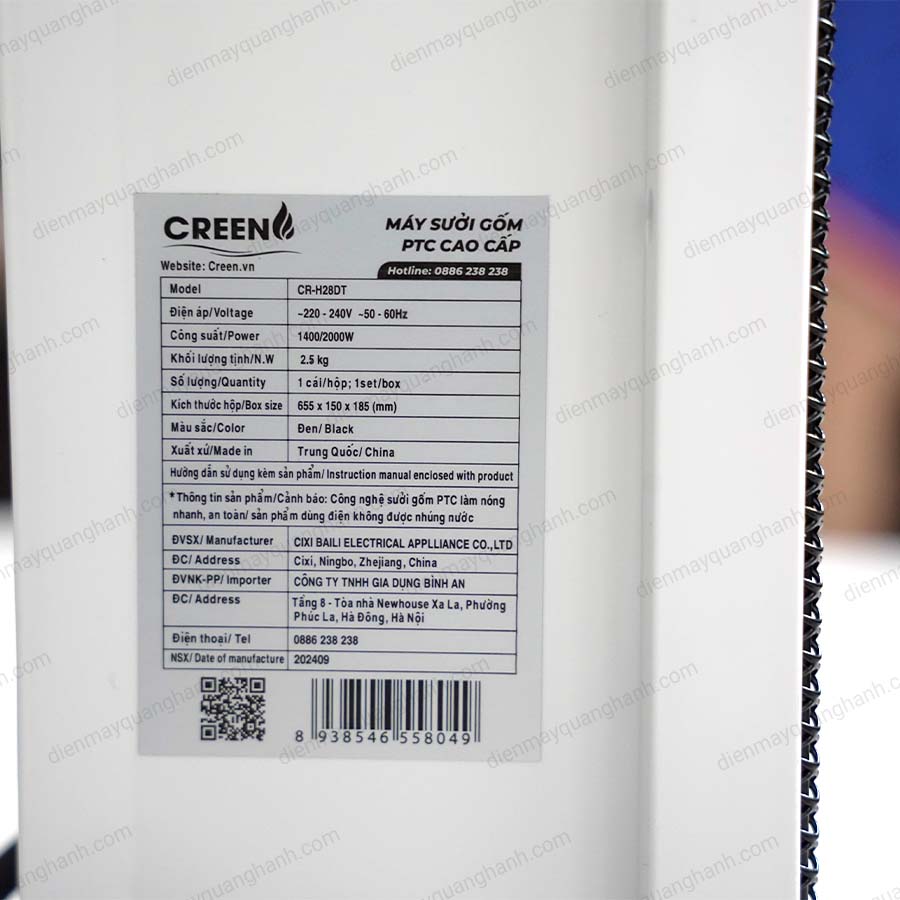 Ảnh thực tế Máy sưởi gốm cao cấp CREEN CR-H28DT