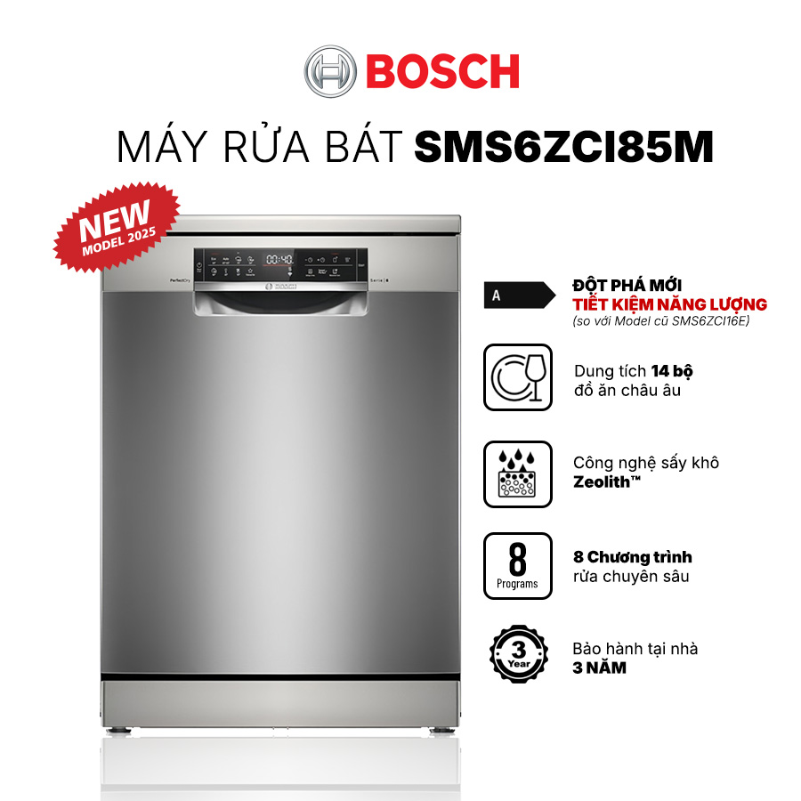 Máy rửa chén độc lập Bosch SMS6ZCI85M