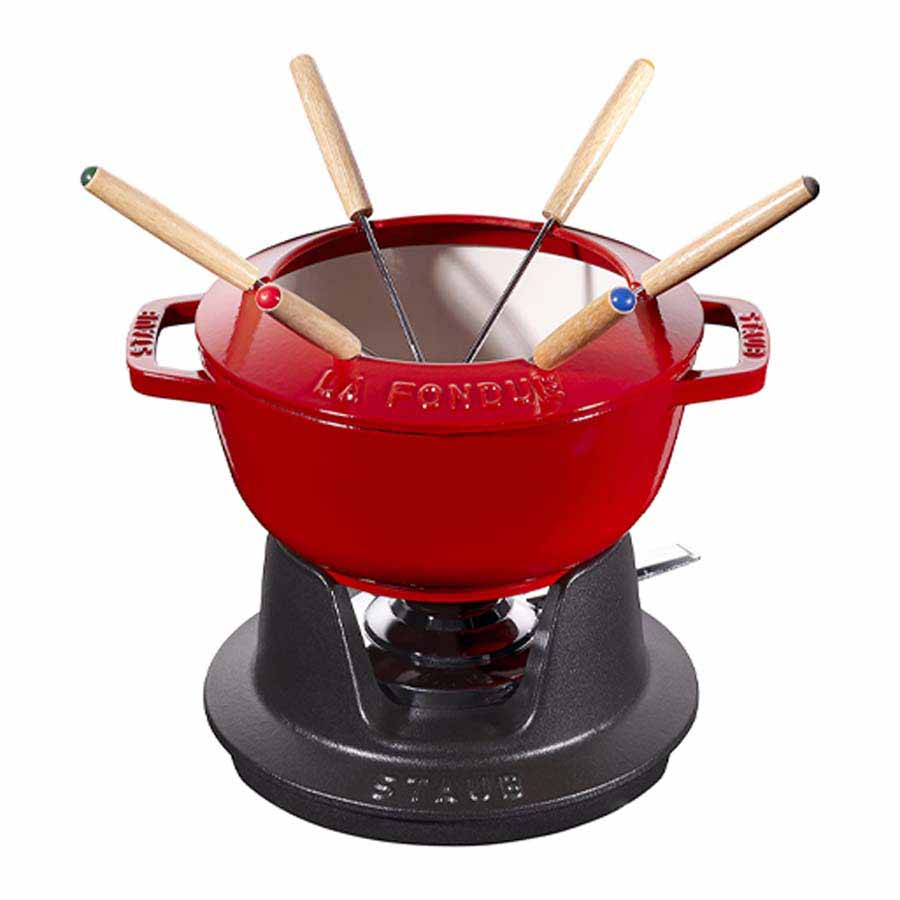 Bộ nồi ăn lẩu Staub fondue màu đỏ cherry 18cm - toàn cảnh sản phẩm
