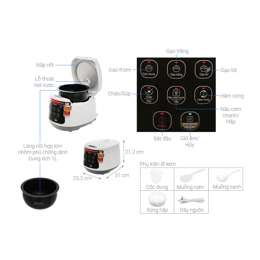Nồi cơm điện tử Tefal RK730168 1L