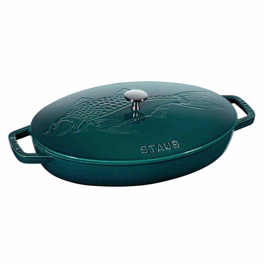 Nồi Oval nắp hình con cá màu xanh ngọc Staub 33cm - toàn cảnh sản phẩm