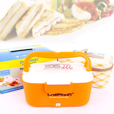 Hộp cơm cắm điện hâm nóng tự động Chefman màu cam