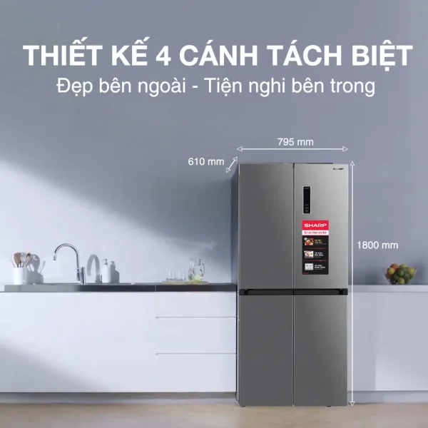 Tủ lạnh Sharp Inverter 362 lít Multi Door SJ-FX420V-SL