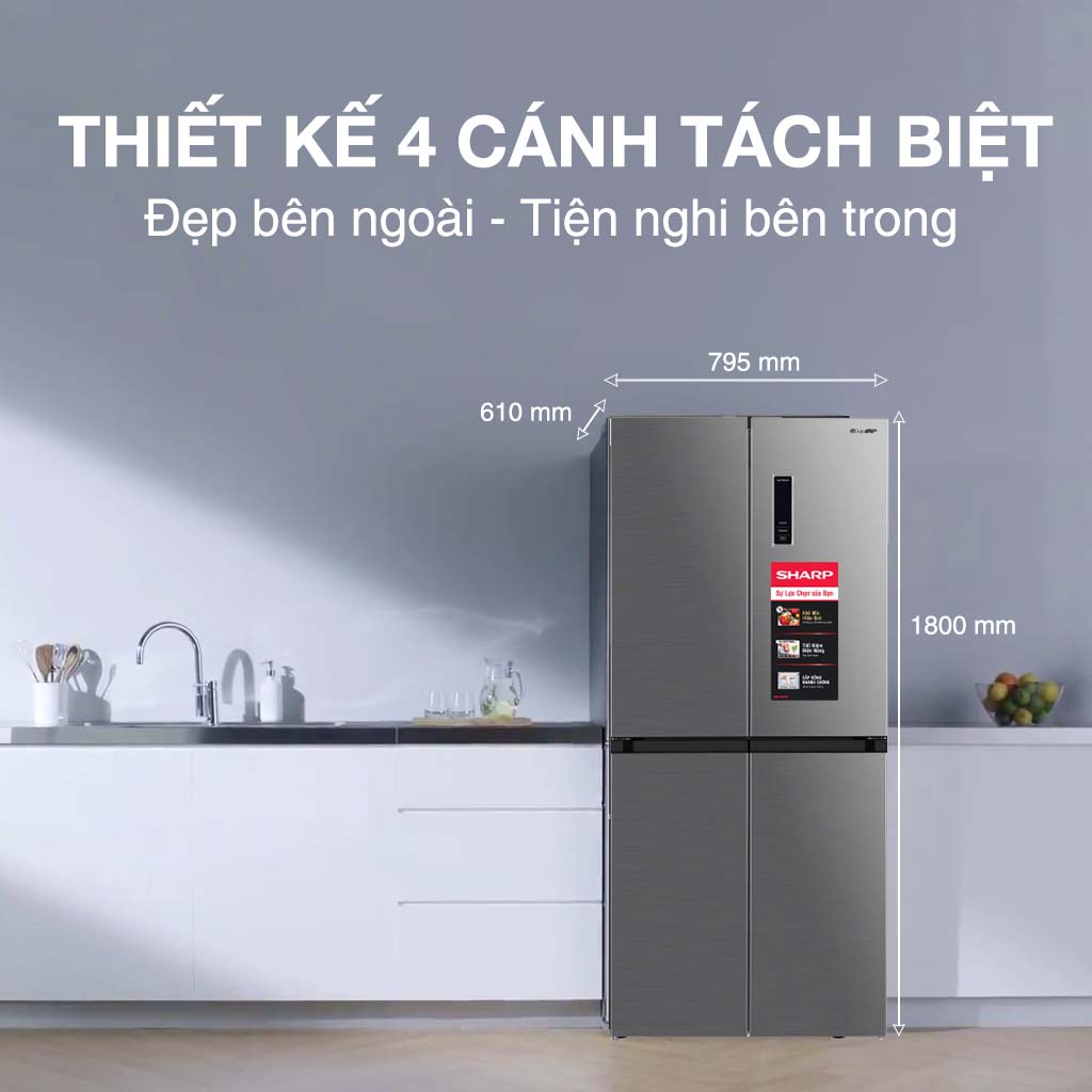 Tủ lạnh Sharp Inverter 362 lít Multi Door SJ-FX420V-SL
