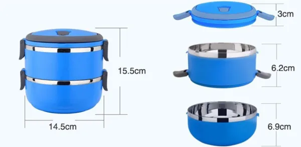 Hộp đựng cơm giữ nhiệt 3 tầng SmartCook SM6808 màu xanh dương