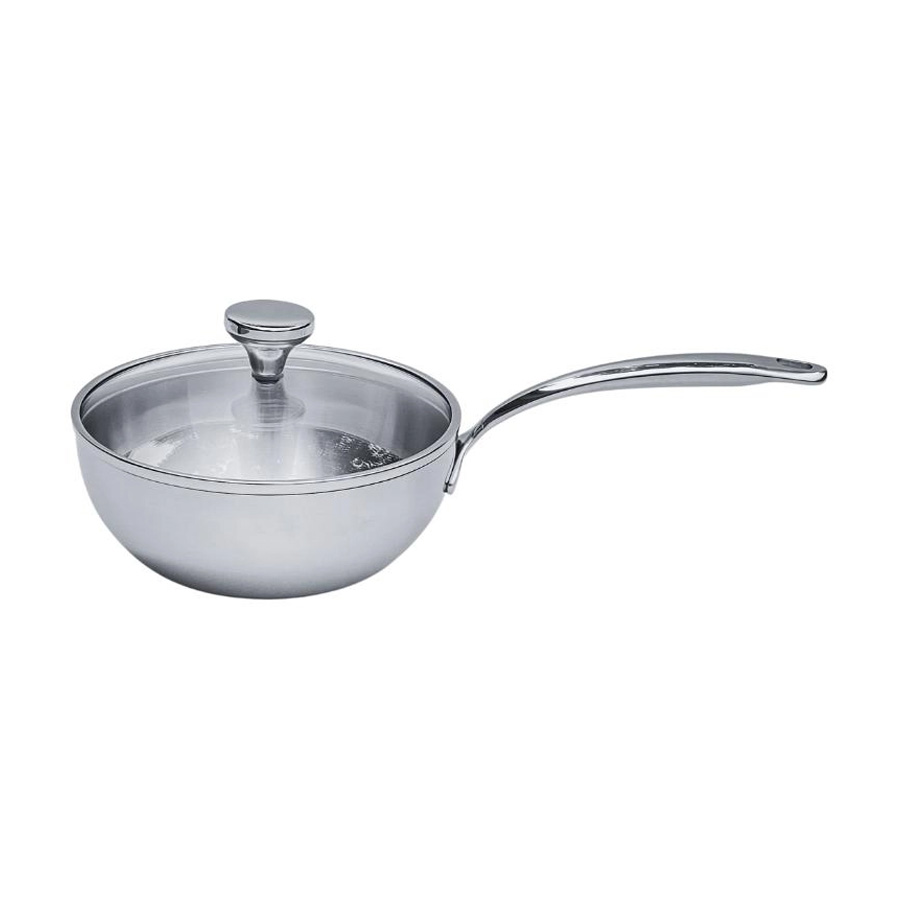 Chảo Inox sâu lòng đáy liền Tri-Ply Kaiyo KIW-3666 size 24cm có nắp