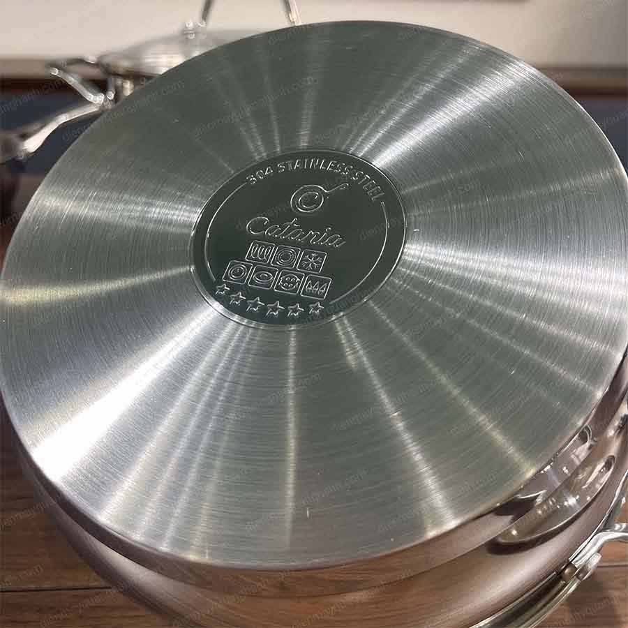 Ảnh thực tế Bộ nồi chảo Inox 5 đáy Catania CTP-8641