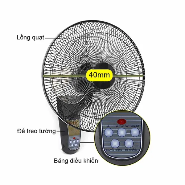 Quạt treo tường có điều khiển Vinawind QTT400-XHĐ