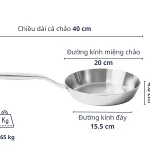 Chảo đúc inox 3 lớp đáy liền Tri-Ply Kaiyo KIP20 size 20cm