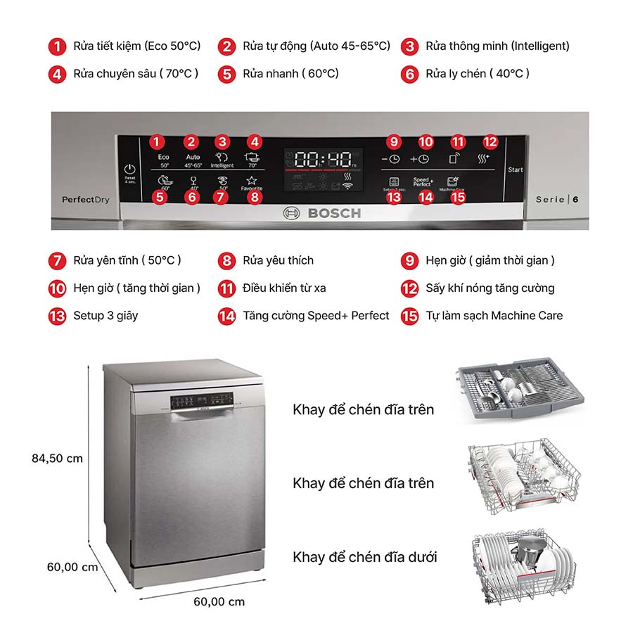 Máy rửa chén độc lập Bosch SMS6ZCI85M
