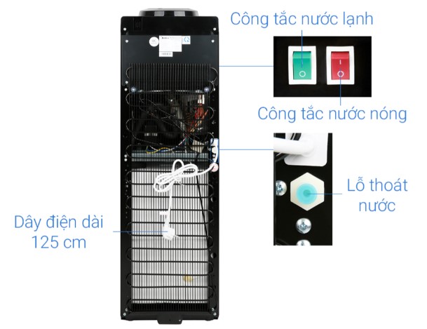 Cây nước nóng lạnh Midea YL1836S-B 520W, 3 vòi