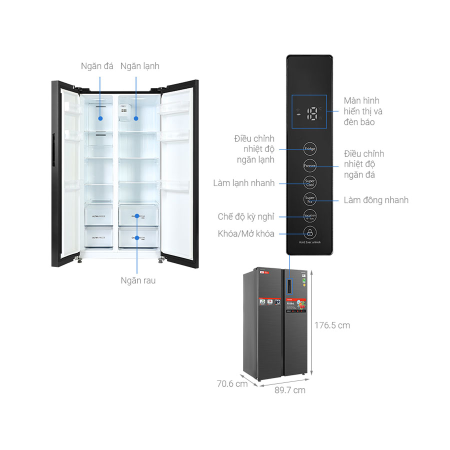 Tủ lạnh Side By Side Inveter 555 lít Toshiba GR-RS696WI-PMV(60)-AG