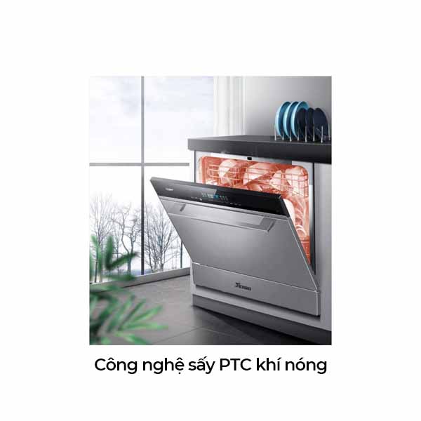 Máy rửa chén bát có sấy khí nóng Texgio H595DT08S