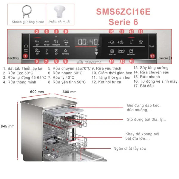 Máy rửa chén độc lập Bosch SMS6ZCI16E