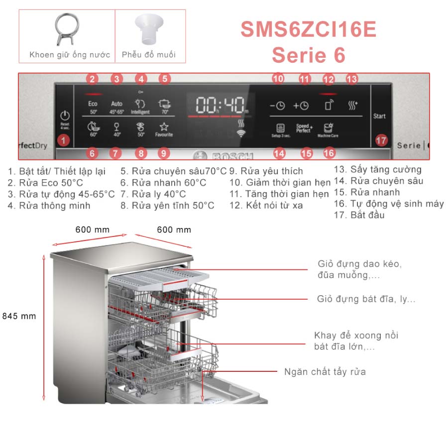 Máy rửa chén độc lập Bosch SMS6ZCI16E