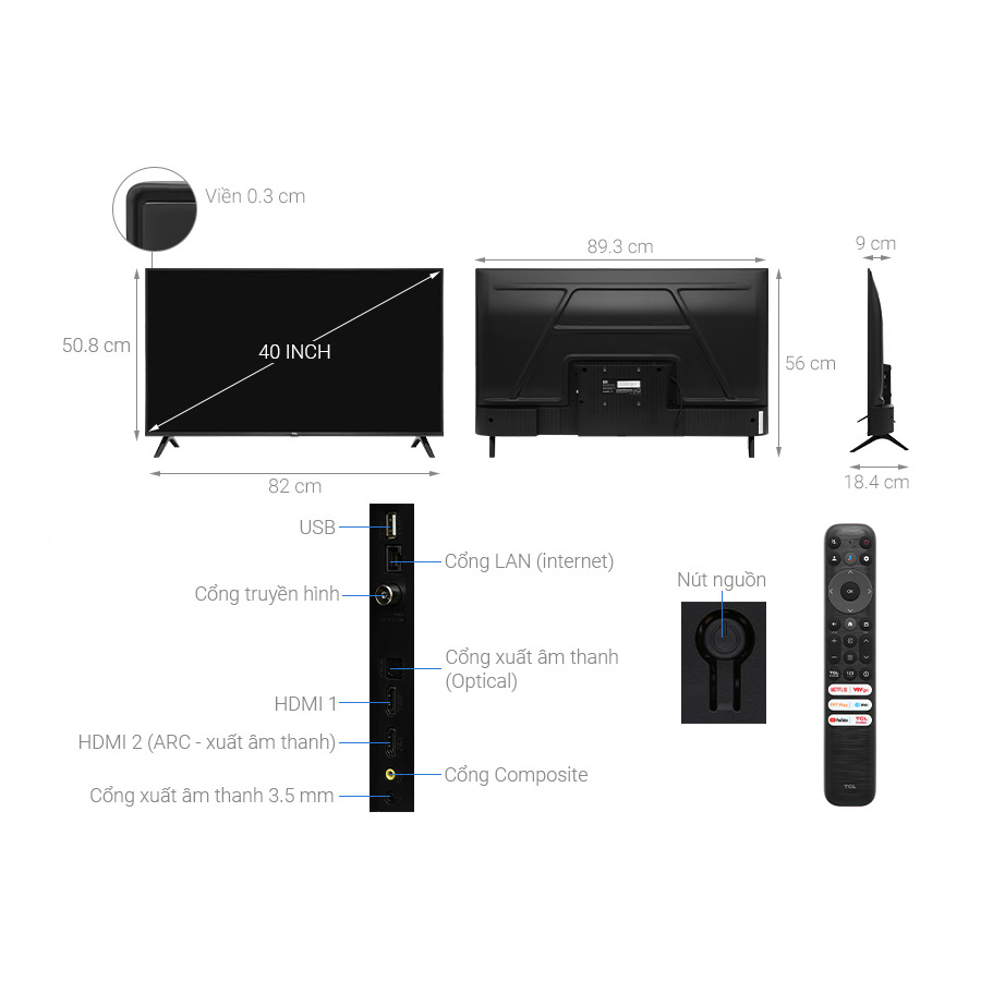 Google Tivi TCL FHD 40 inch 40S5400